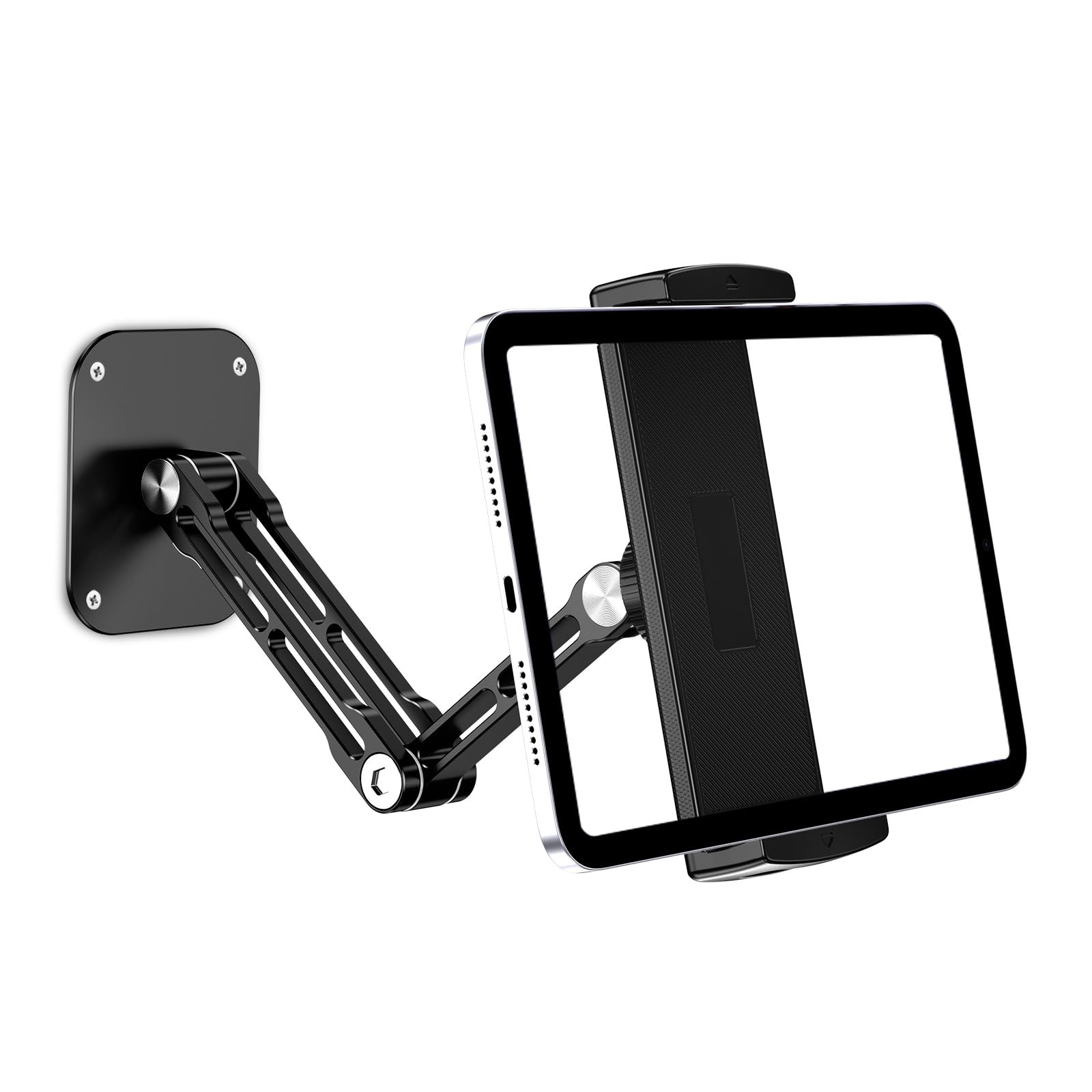 Aluminum Extendable Tablet Wall Mount Holder with 360° Rotating Base - Adjustable & Foldable for iPad Pro/Air/Mini, Galaxy Tab, and All 4.7-13