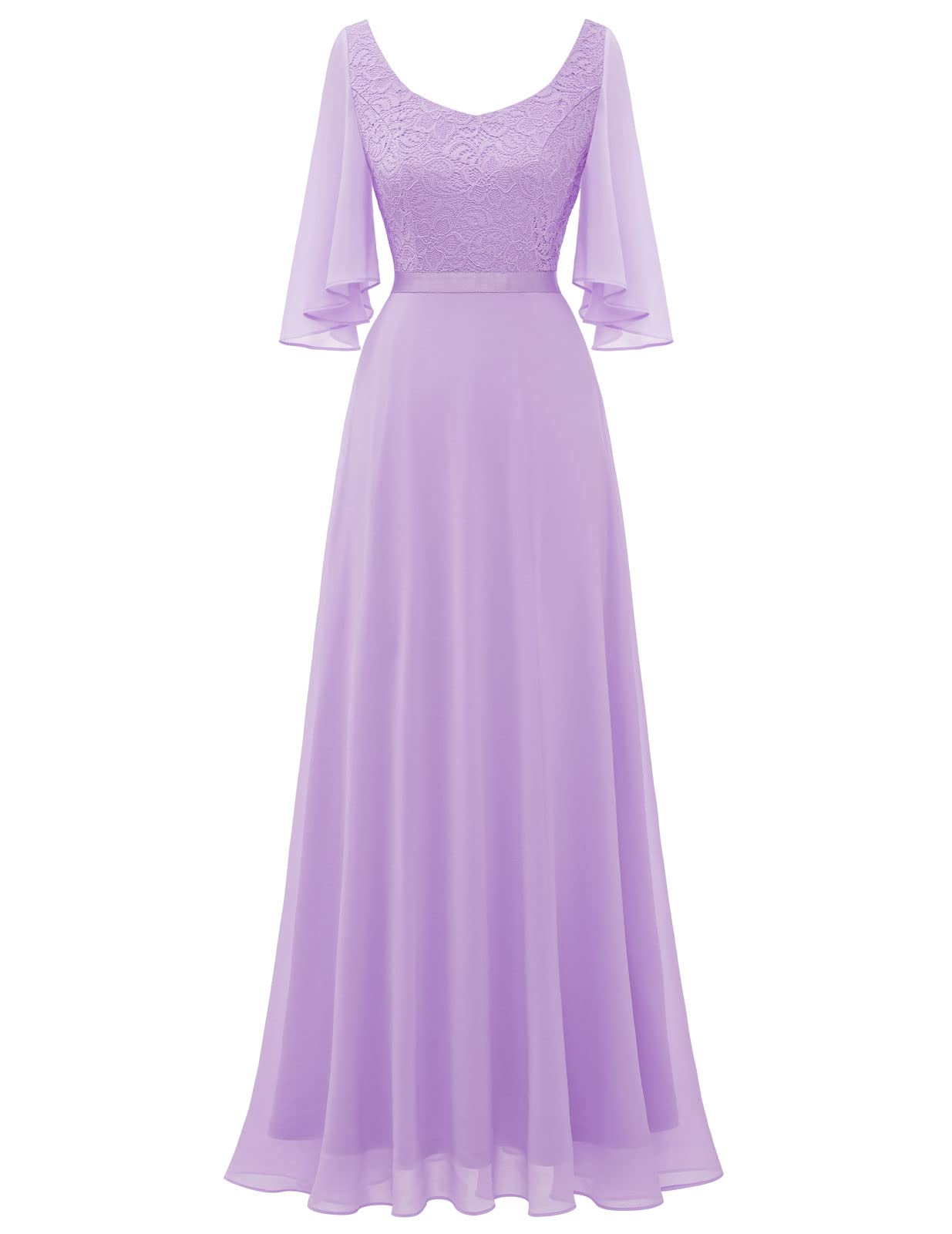 Elegant DRESSTELLS Women's Bridesmaid Dress - Long Lace Chiffon Formal Gown for Wedding Guest, Prom, Mother of Bride & Evening Events | Perfect for Weddings, Galas & Special Occasions