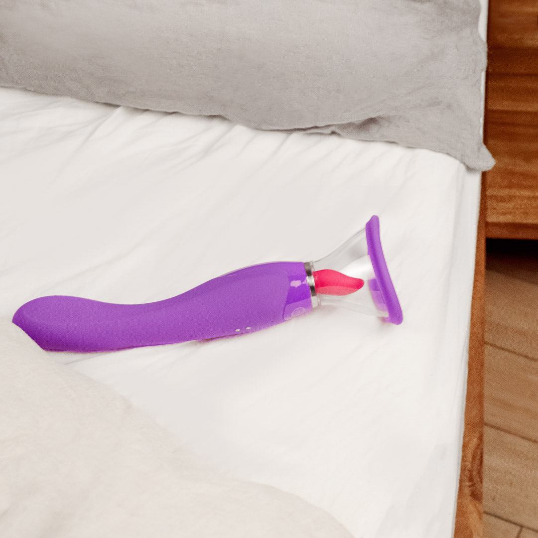 Fantasy for Her Ultimate Pleasure - 3-in-1 Tongue Stimulation, Vibration & Suction Clitoral Massager for Women | Perfect for Solo Play & Couples Intimacy