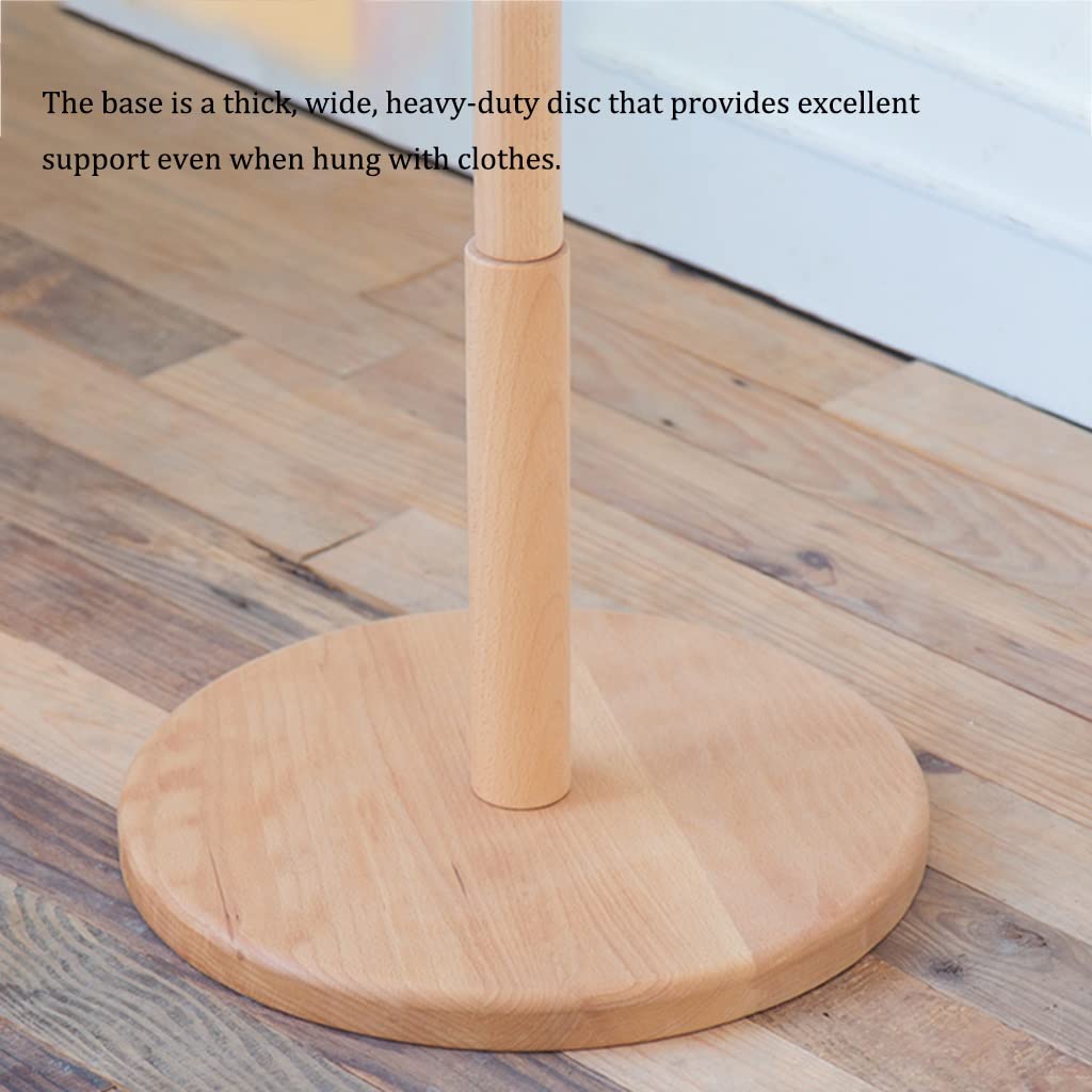 GIZNXBA Heavy Duty Wooden Coat Rack Freestanding - Kids Coat Hanger Stand with Round Base for Entryway, Hallway, Home & Office - Perfect for Coats, Jackets, Hats & Purses (Brown, Size B) - Ideal for Small Spaces, Apartments & Mudroom Organization