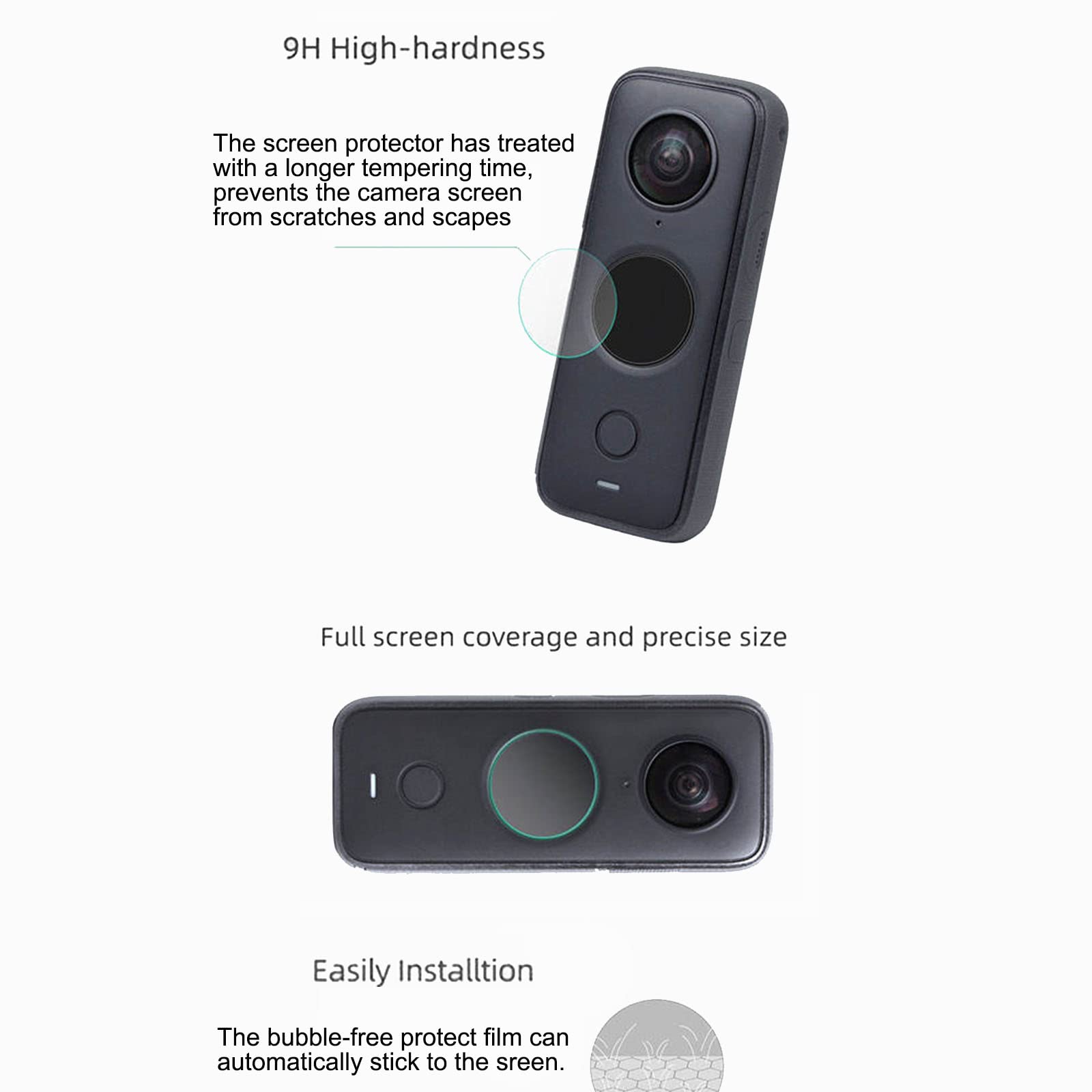 Insta360 ONE X2 Lens Guard & Screen Protector Kit - 2Pcs Oleophobic Fingerprint-Proof Lens Protectors + 4Pcs Tempered Glass Screen Protectors - Crystal Clear Protection for Action Camera - Perfect for Outdoor Adventures & Vlogging
