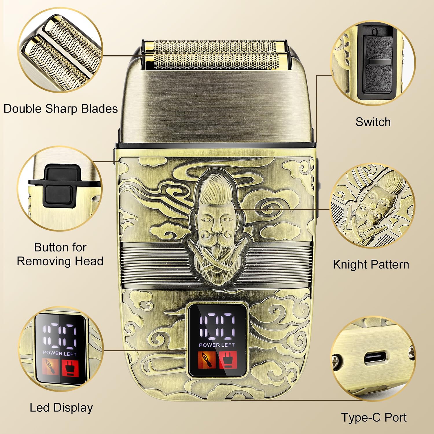 Suttik Electric Foil Shaver for Men - Bald Head & Beard Trimmer with Close Cutting Technology | Perfect for Travel, Home & Office Use