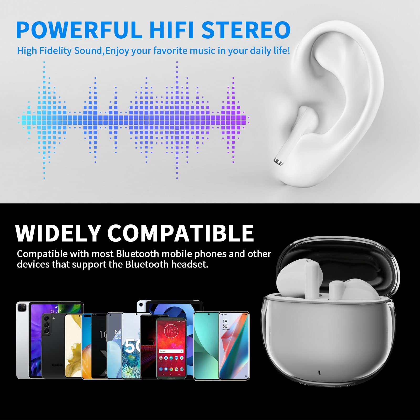 ACAGET Wireless Bluetooth Earbuds with Earhooks - Touch Control Sports Earphones with Built-in Mic for Samsung Galaxy S24/S23/S22 & iPhone 16/15/14/13 Series - Perfect for Running, Gym Workouts and Outdoor Activities