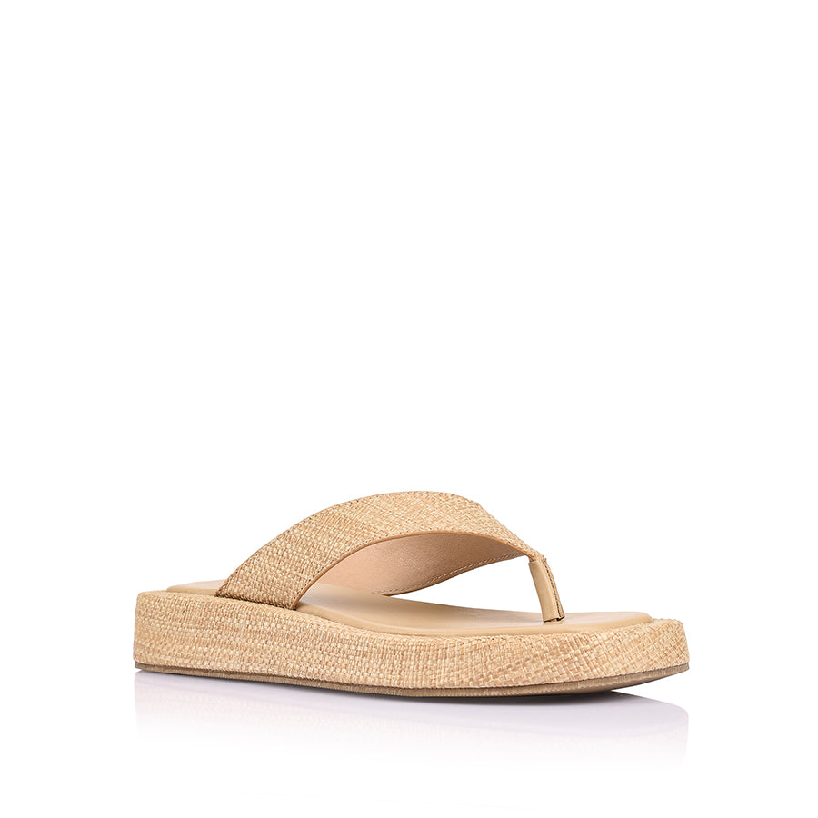 Bouncer II Flatform Thongs - Natural Raffia Sandals for Women | Comfortable Beach Slides, Summer Vacation Shoes for Pool, Outdoors & Casual Wear