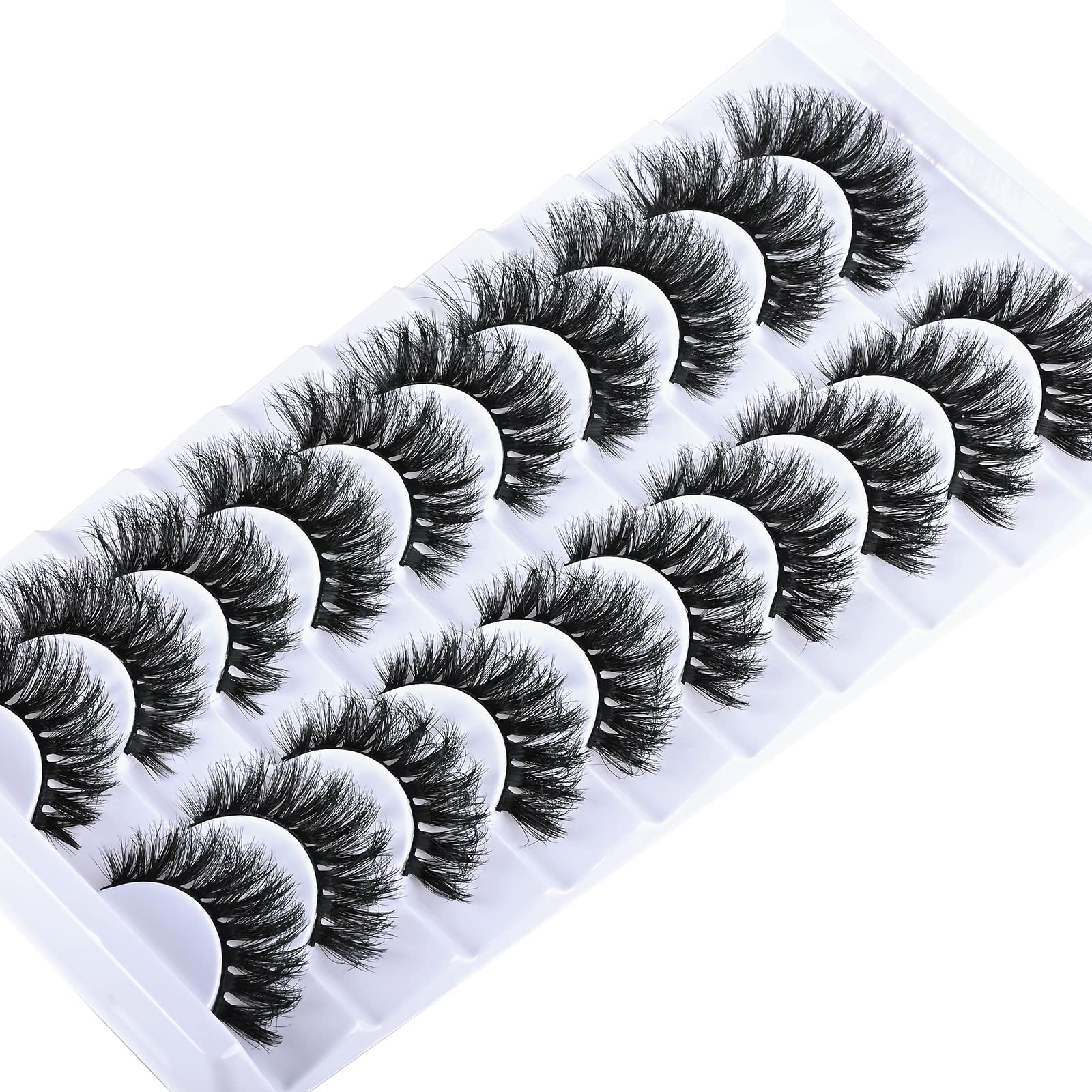 FARRED Natural Short False Eyelashes - 10 Pairs Wispy Mink Lashes for Fluffy Volume & Natural Look | Vegan Cruelty-Free Fake Eyelash Strips | Perfect for Daily Wear, Weddings & Special Occasions