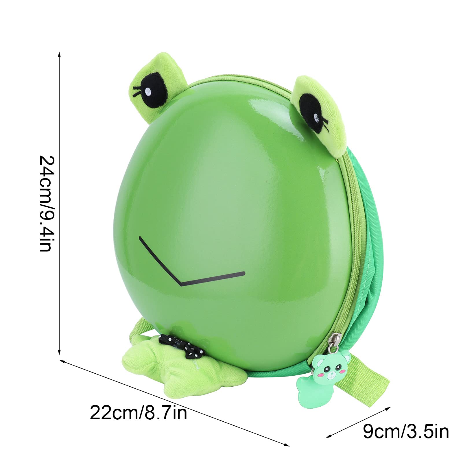 Hard Shell Kids School Backpack - Lightweight Adjustable Straps for Travel, Daycare & Daily Use (24x22x9cm, Green Frog Design) - Perfect for Boys & Girls