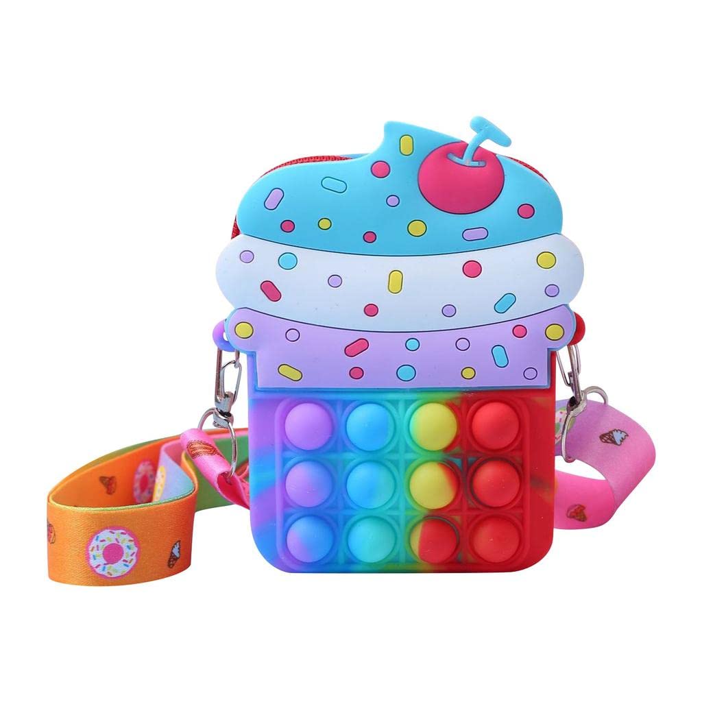 Adorable Ice Cream Pop It Shoulder Bag - Cute Fidget Toy for Kids, Stress Relief Sensory Toy, Perfect Birthday Party Favors & Return Gifts (Multicolor) - Great for Travel, School & Sensory Play