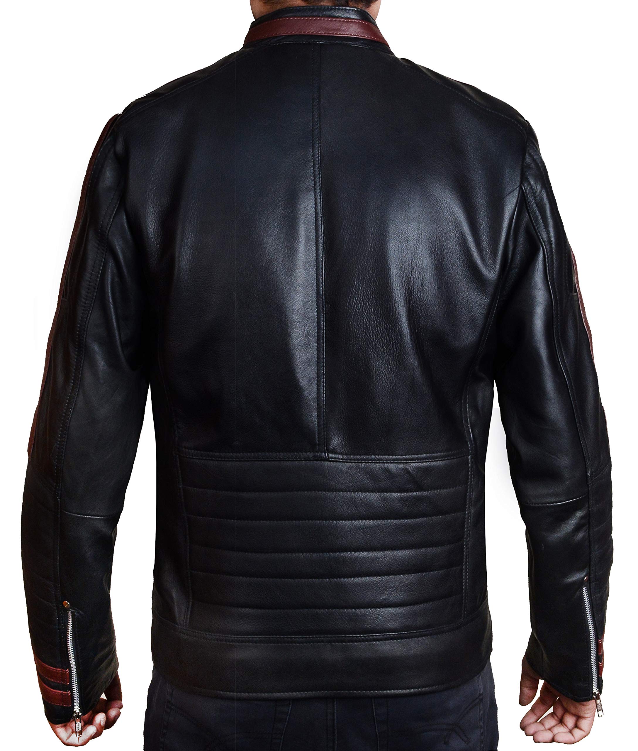 SpazeUp N7 Genuine Leather Jacket for Men - Mass Effect Video Game Inspired Costume - Black Biker Jacket for Street Style & Cosplay - Perfect for Halloween, Comic Con & Gaming Events