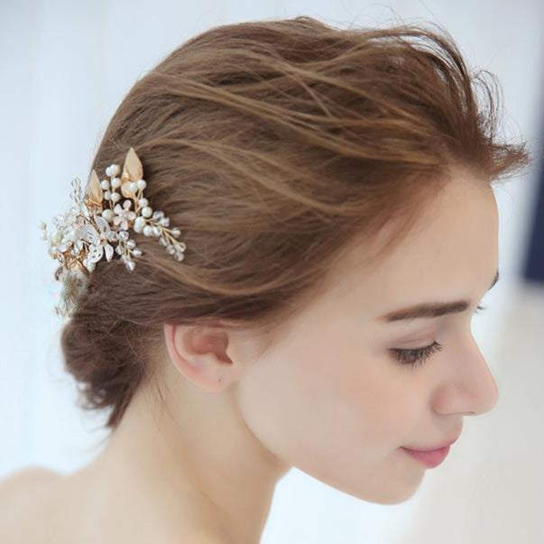 Elegant Gold Bridal Hair Comb (S8107) - Perfect for Weddings, Prom & Special Occasions - Wholesale Bulk Orders Available