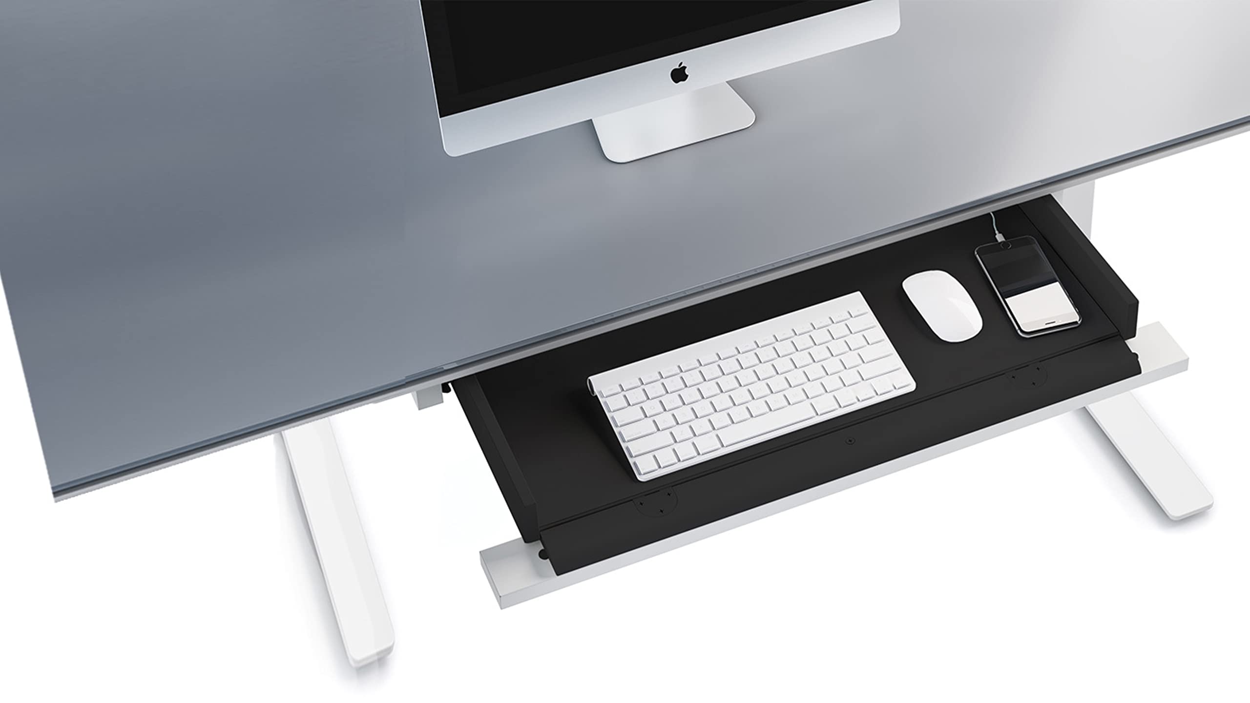 BDI Furniture Centro 6459-2 Keyboard Storage Drawer - Compatible with Centro Standing Desks 6451-2 & 6452-2 in Satin White | Perfect for Office Organization & Ergonomic Workspace Setup