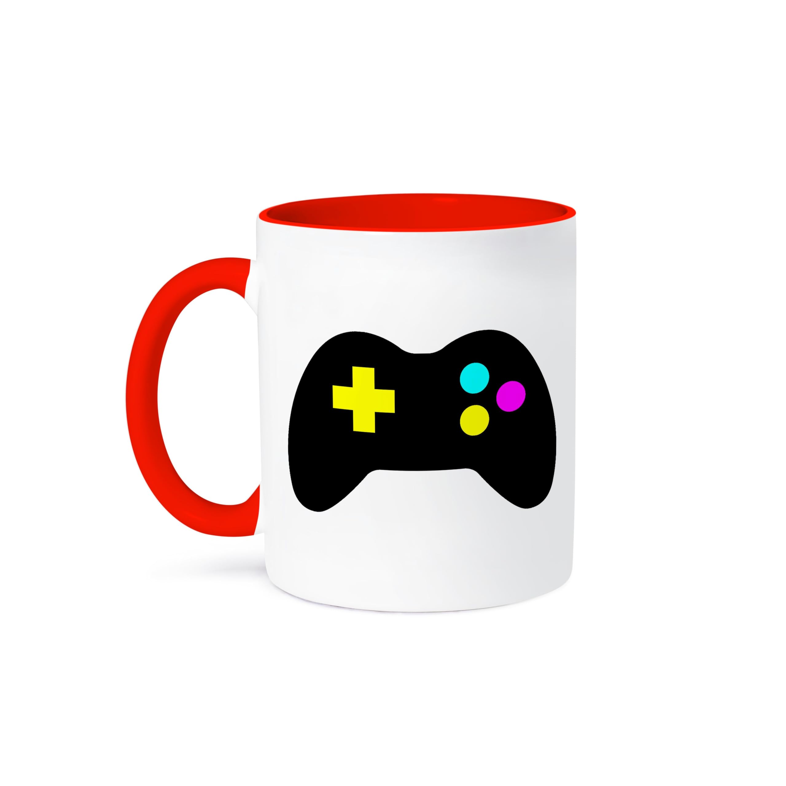 3dRose 11oz Funny Coffee Mug with CMYK Gamer Control Icon Graphic - Cartoon Hipster Design - Perfect Gift for Gamers & Coffee Lovers - Great for Office, Home, or Gaming Setup
