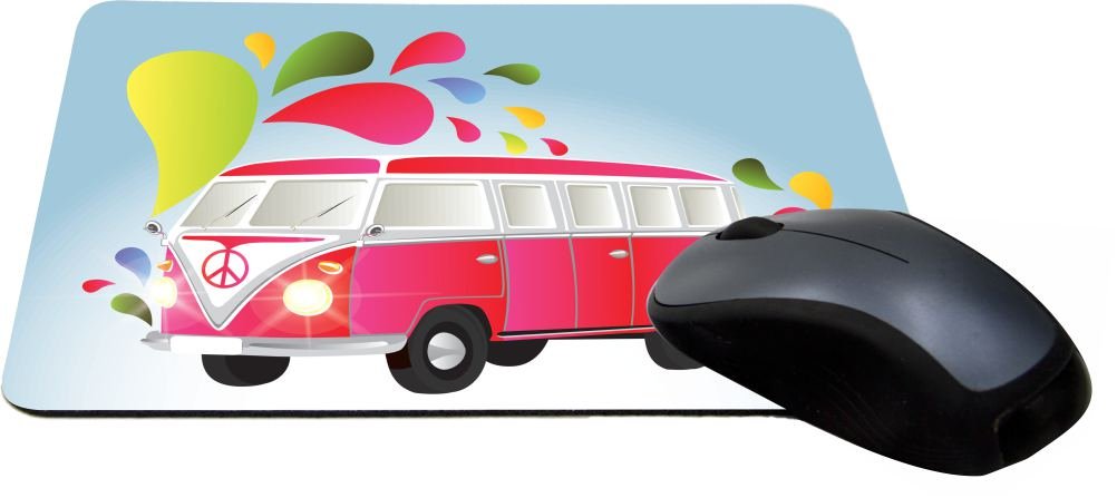 Retro Pink Volkswagen Splash Design Gaming Mouse Pad - Lightning Series (MPSQ-RK-44633) | Non-Slip Surface for PC, Laptop, Office & Gaming Setup