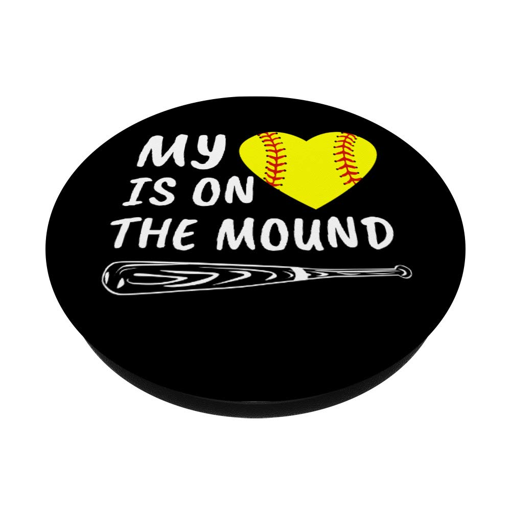 My Heart is on the Mound Softball-Themed PopSockets PopGrip - Swappable Phone & Tablet Grip for Baseball Fans | Perfect for Game Days, Player Gifts & Softball Enthusiasts