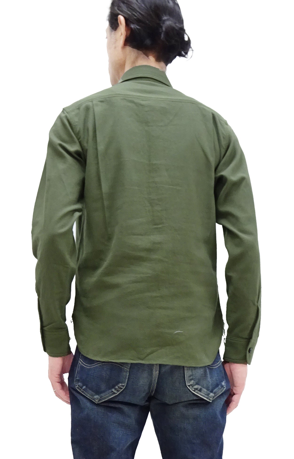 Momotaro Men's Lightweight Cotton Dobby Long Sleeve Button-Up Work Shirt - MXLS1008 Olive | Casual & Office Wear | Breathable Comfort for Daily Use