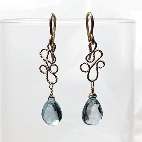 Genuine Blue Topaz Teardrop Gemstone Earrings - 14K Gold Filled - Handmade Fine Jewelry Gifts - 1.75 Inch - Perfect for Weddings, Anniversaries & Special Occasions