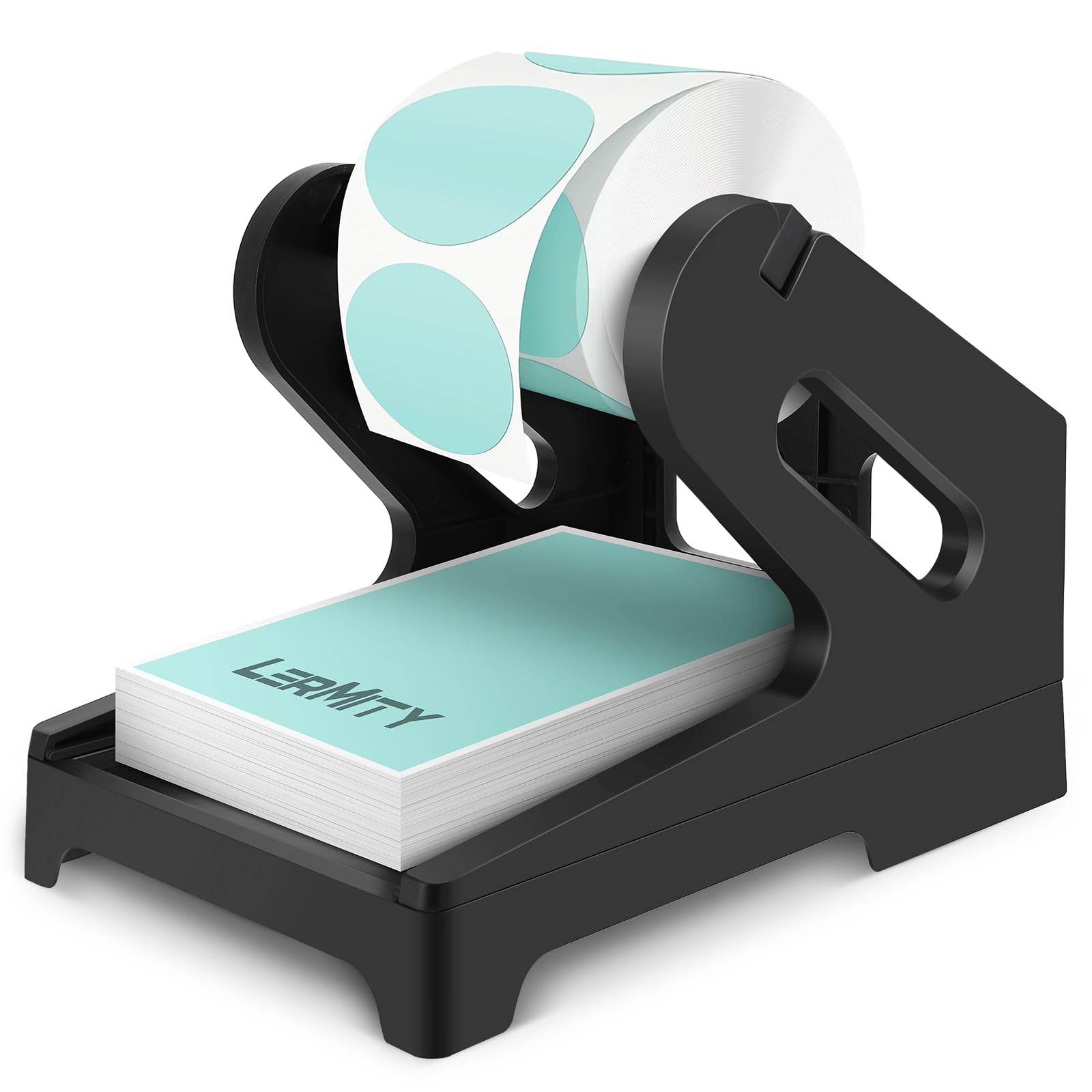 LERMITY Thermal Label Holder for Shipping & Barcode Labels - Compatible with Desktop Thermal Printers, Rolls & Fan-Fold Labels - Durable Black Label Printer Accessories for Warehouse, Office & E-commerce Packaging