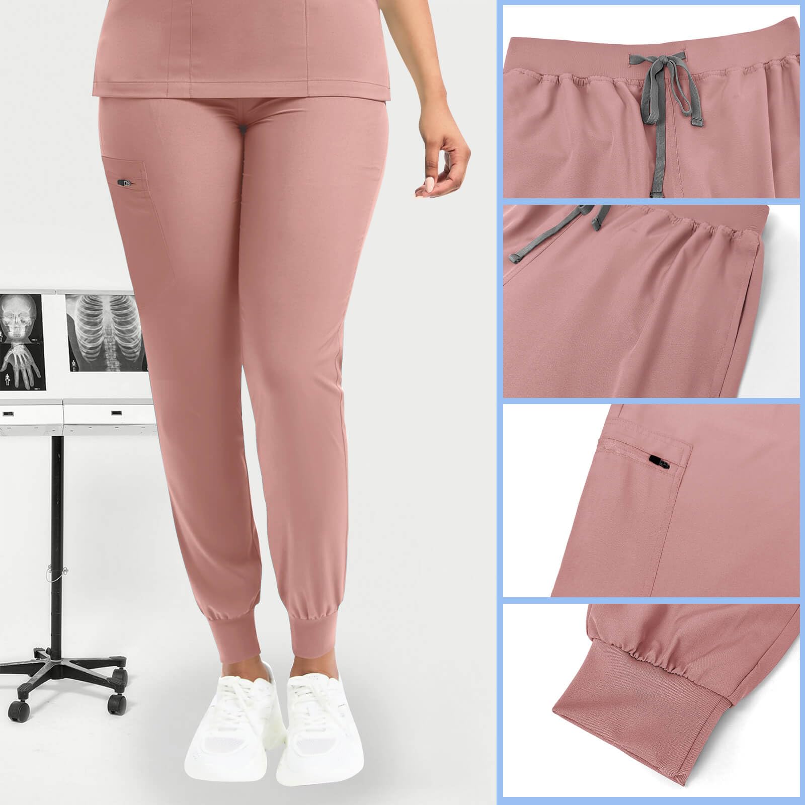 VIAOLI Women's Classic V-Neck Scrub Top & Yoga Jogger Pants Set - Comfortable Medical Nursing Uniform for Healthcare Professionals - Perfect for Hospitals, Clinics and Long Shifts