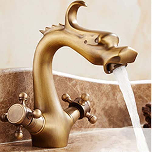 Antique Brass Kitchen Mixer Tap with Ceramic Valve - Classic Traditional Faucet for Farmhouse & Vintage Style Kitchens