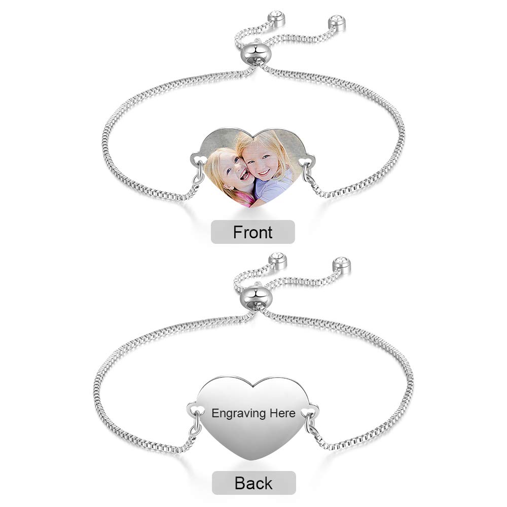 Personalized Heart Locket & Infinity Birthstone Bracelet for Women - Best Friend Gift with Engraved Photo - Picture Locket Jewelry for Loved Ones - Perfect for Anniversaries, Birthdays & Special Occasions