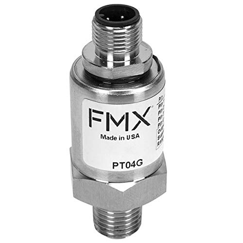 FMX PT04G-0500-0420C Industrial Pressure Transducer Sensor 0-500 PSIG with M12 Connector & 4-20mA Output - Perfect for Hydraulic Systems, Pneumatic Controls, and Process Monitoring
