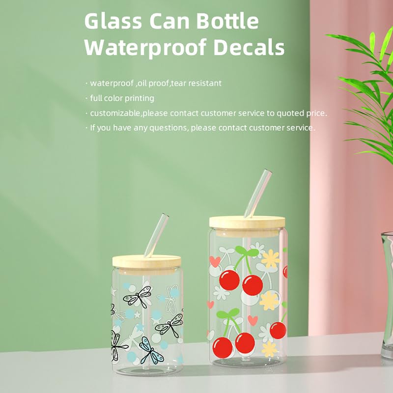UV DTF Cup Wrap for 16oz Glass Tumblers - Cute Cartoon Water Bottle Decal Stickers - DIY Tumbler Wrap Transfer for Kids, Teens & Adults - Perfect for Custom Cups, Gifts & Party Favors