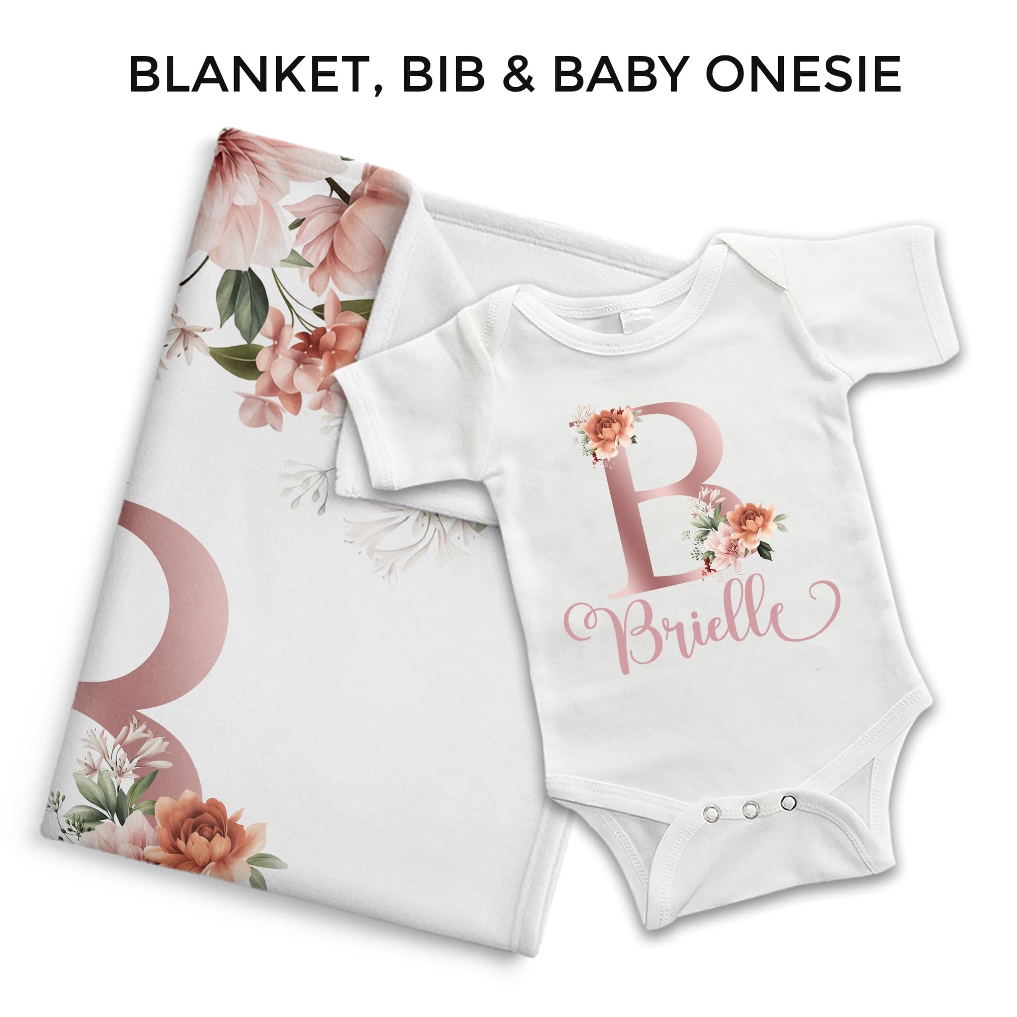 Custom Personalized Baby Blanket for Girls with Name - Floral Design TM240 | Unique Baby Shower Gift & Nursery Essential for Newborns
