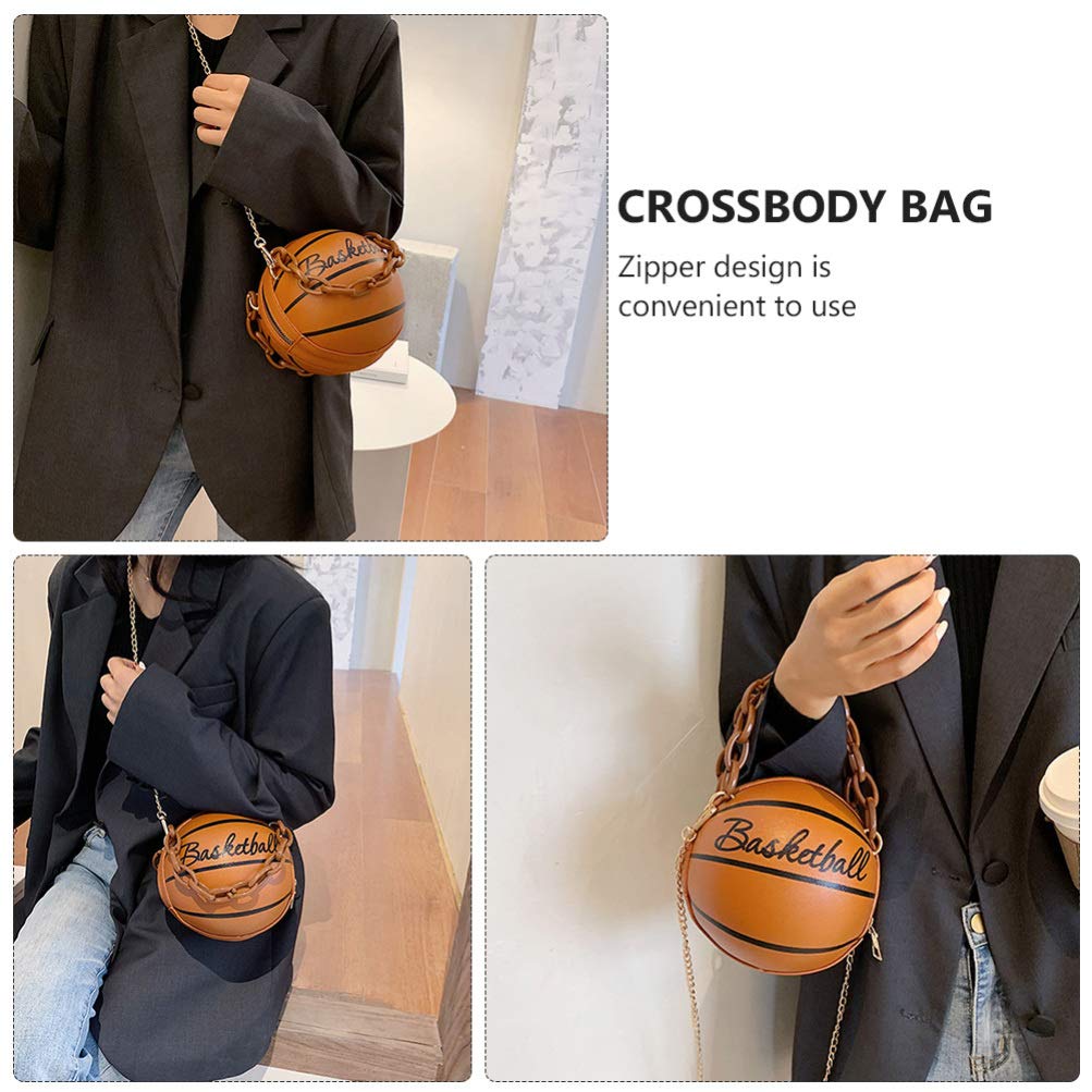Basketball Shaped Shoulder Bag - Leather Crossbody Purse for Sports & Travel
