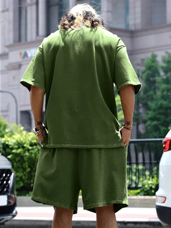 Comfortable Casual Solid Color Shorts Two-Piece Set - Perfect for Summer Outings, Beach Trips, and Lounge Wear