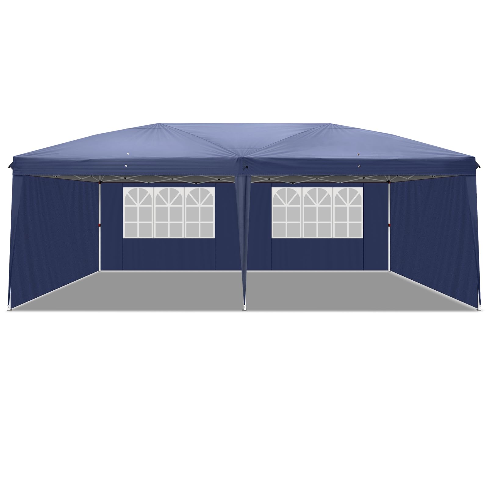 10x20 Ft Easy Pop Up Canopy Tent - Waterproof Outdoor Party Gazebo with Adjustable Height, 4 Removable Sidewalls & 2 Windows - Perfect for Backyard, Beach, Garden, Patio & Outdoor Events - Includes Carry Bag (Blue)