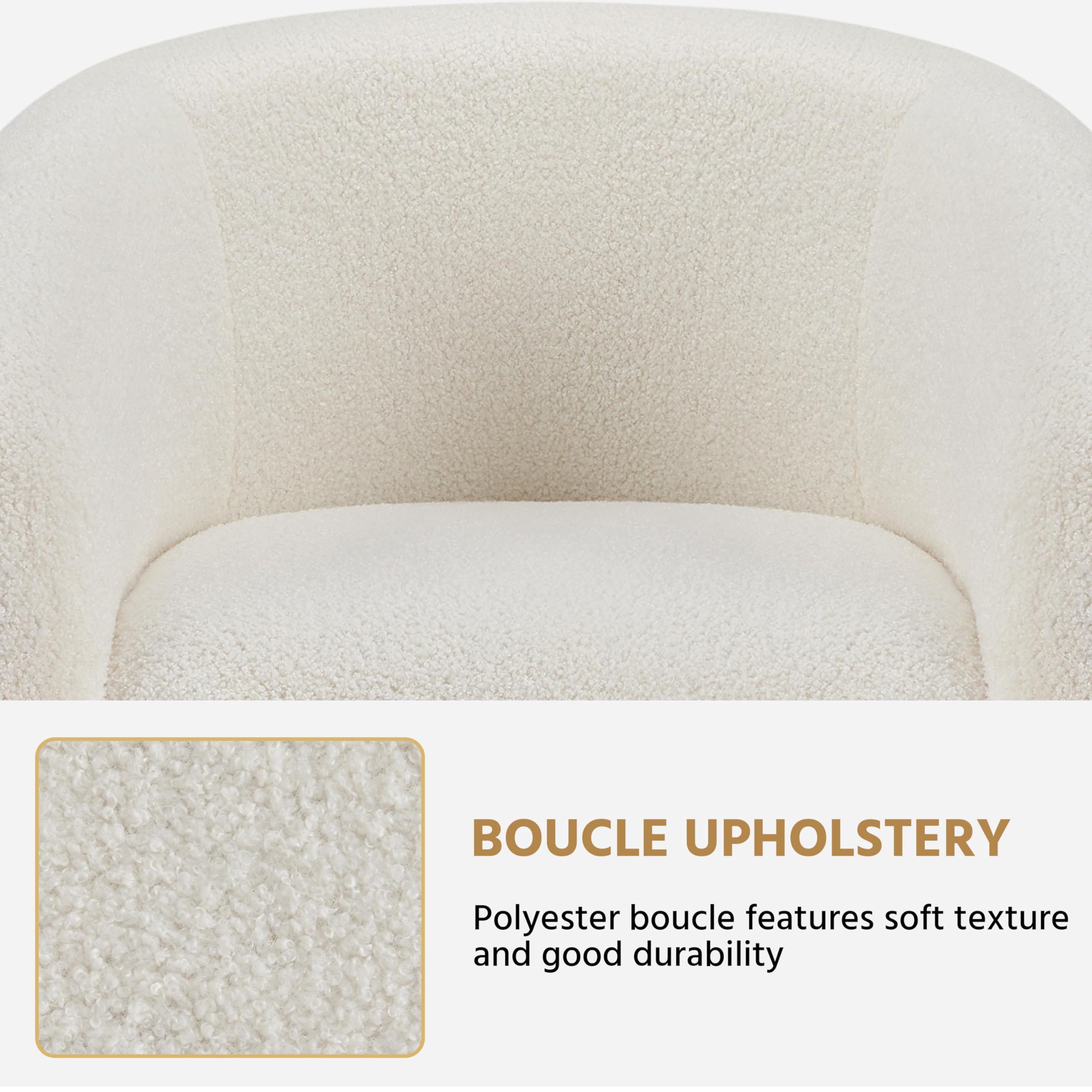 Yaheetech 2-Pack Furry Accent Chairs - Soft Sherpa Barrel Chairs with Padded Armrests, Plush Fuzzy Club Chairs for Living Room, Bedroom, Office & Waiting Areas - Ivory Cozy Seating for Home Decor & Relaxation