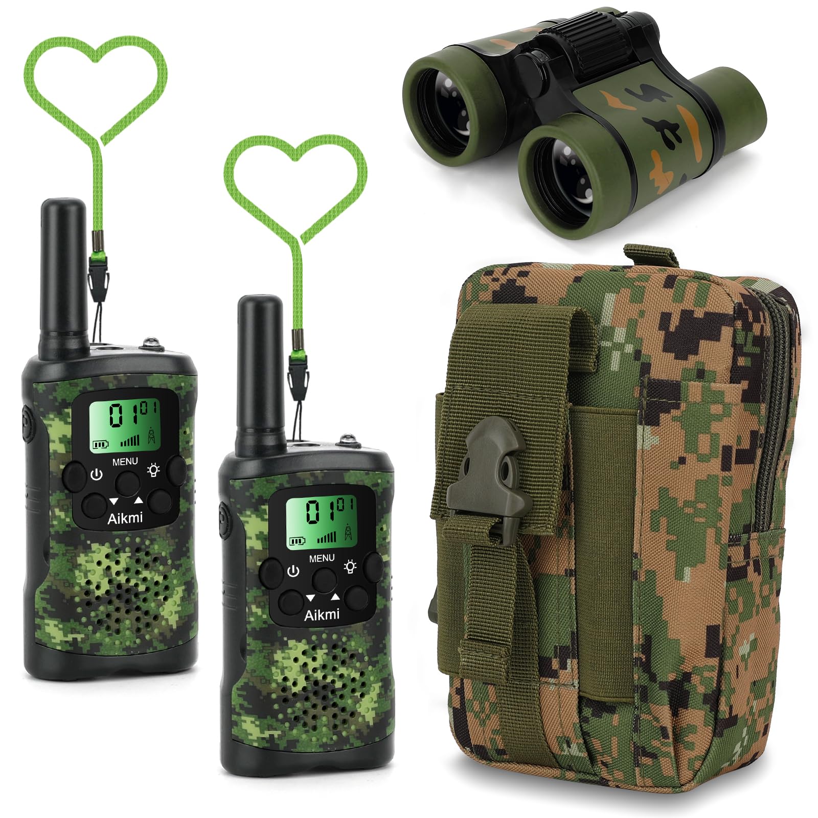 Best Kids Walkie Talkies for Boys & Girls Ages 5-10 - 22 Channel 2 Way Radios with 3 Mile Range - Perfect for Outdoor Adventures, Camping, Hunting & Birthday Gifts (Green) - Ideal for Backyard Play, Family Hikes & Emergency Communication