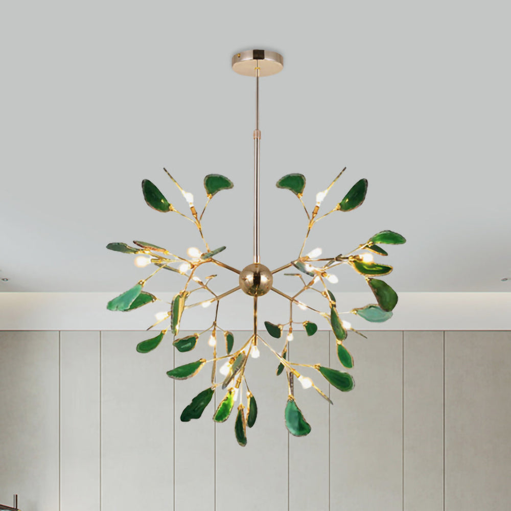 Agate Flake Chandelier - Elegant Natural Stone Crystal Ceiling Light Fixture for Dining Room, Living Room, Bedroom Decor | Modern Luxury Home Lighting
