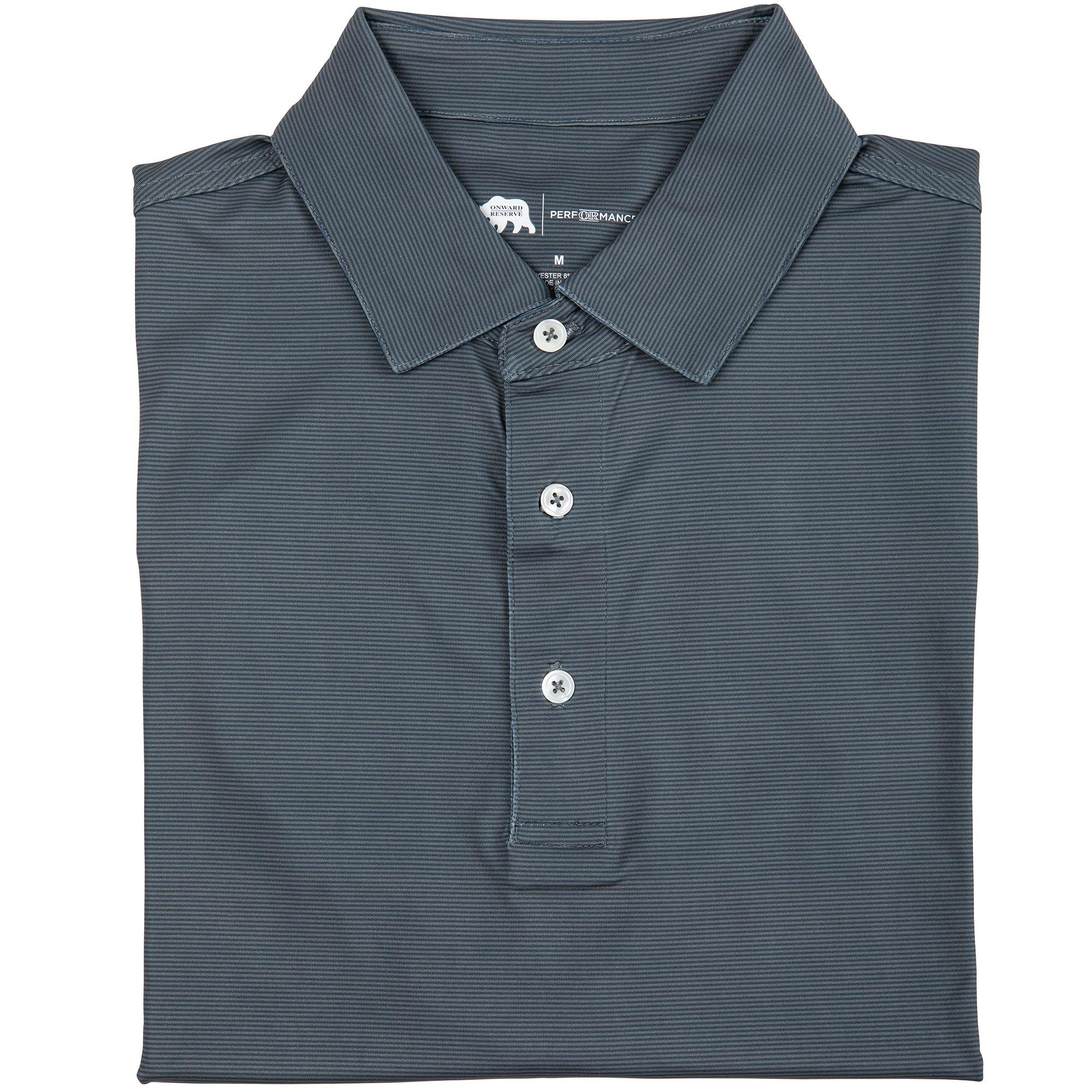 Blade Stripe Performance Polo Shirt for Men - Gunmetal & Collegiate Blue - Moisture Wicking, Breathable Fabric - Ideal for Golf, Tennis & Casual Wear