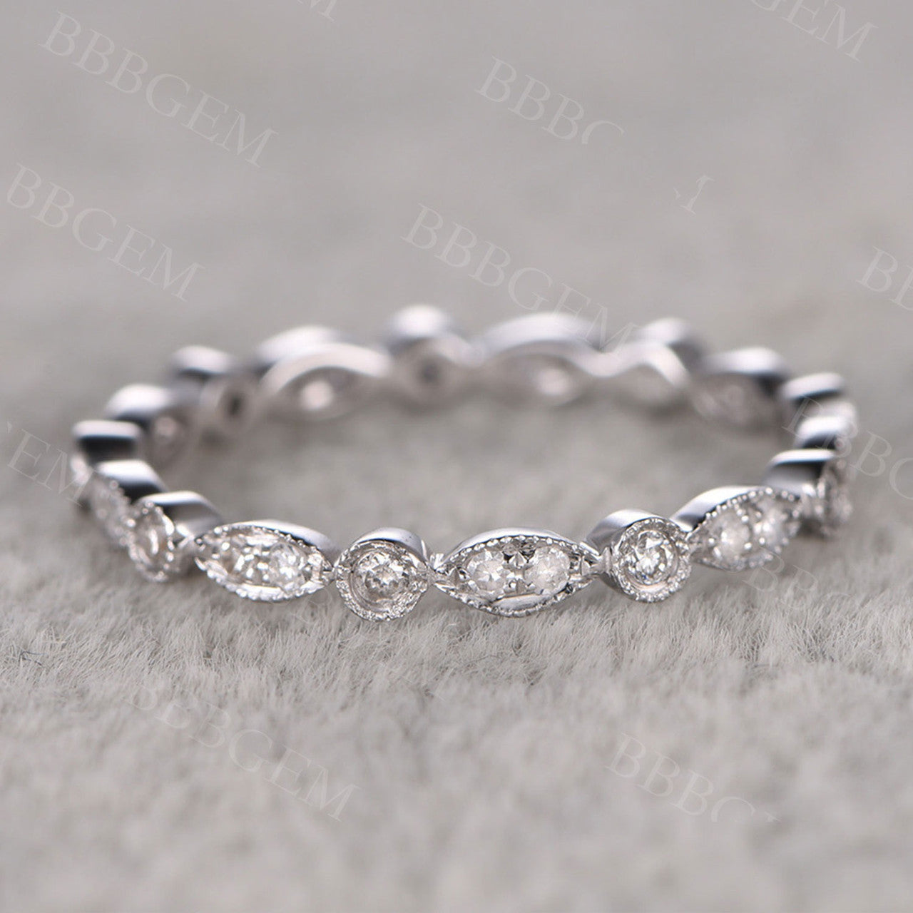 14K White Gold Round Diamond Wedding Ring - Solid Full Eternity Bezel Infinity Stacking Matching Band for Women | Perfect for Engagement, Anniversary, Valentine's Day & Everyday Elegance