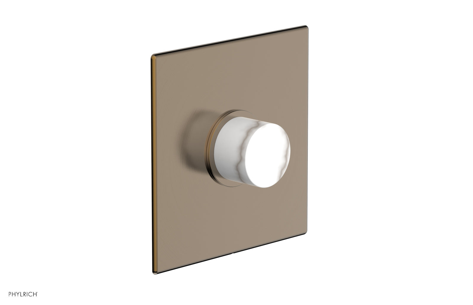 Premium Square Shower Plate with Pressure Balance Valve & White Marble Handle Trim - 4