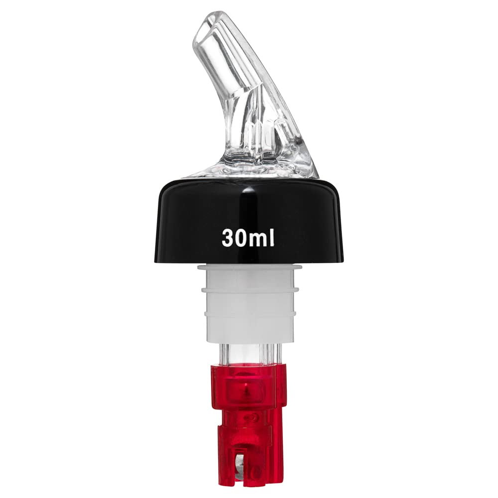 Restaurantware Bar Lux 1 Ounce Liquor Pour Spouts - 50 Pack Leak-Proof Measured Pourers for Alcohol Bottles | Fast Pouring Red Plastic Spouts for Bars, Restaurants & Home Use | Perfect for Cocktail Making, Bartending & Kitchen Organization