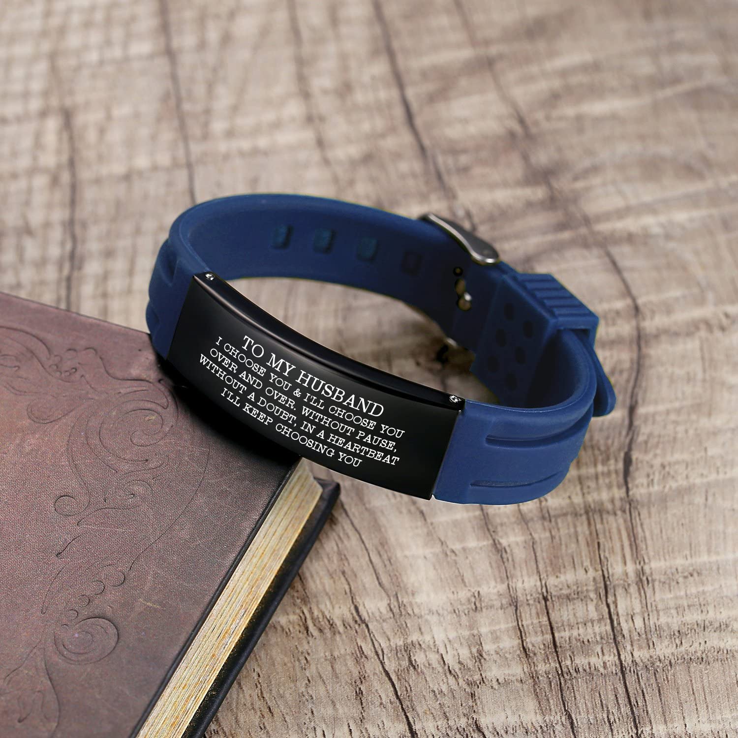 Sport Silicone Engraved Love Bracelet for Husband - Romantic Valentine's Day Gift from Wife - Perfect for Anniversary, Wedding & Couple Matching Jewelry