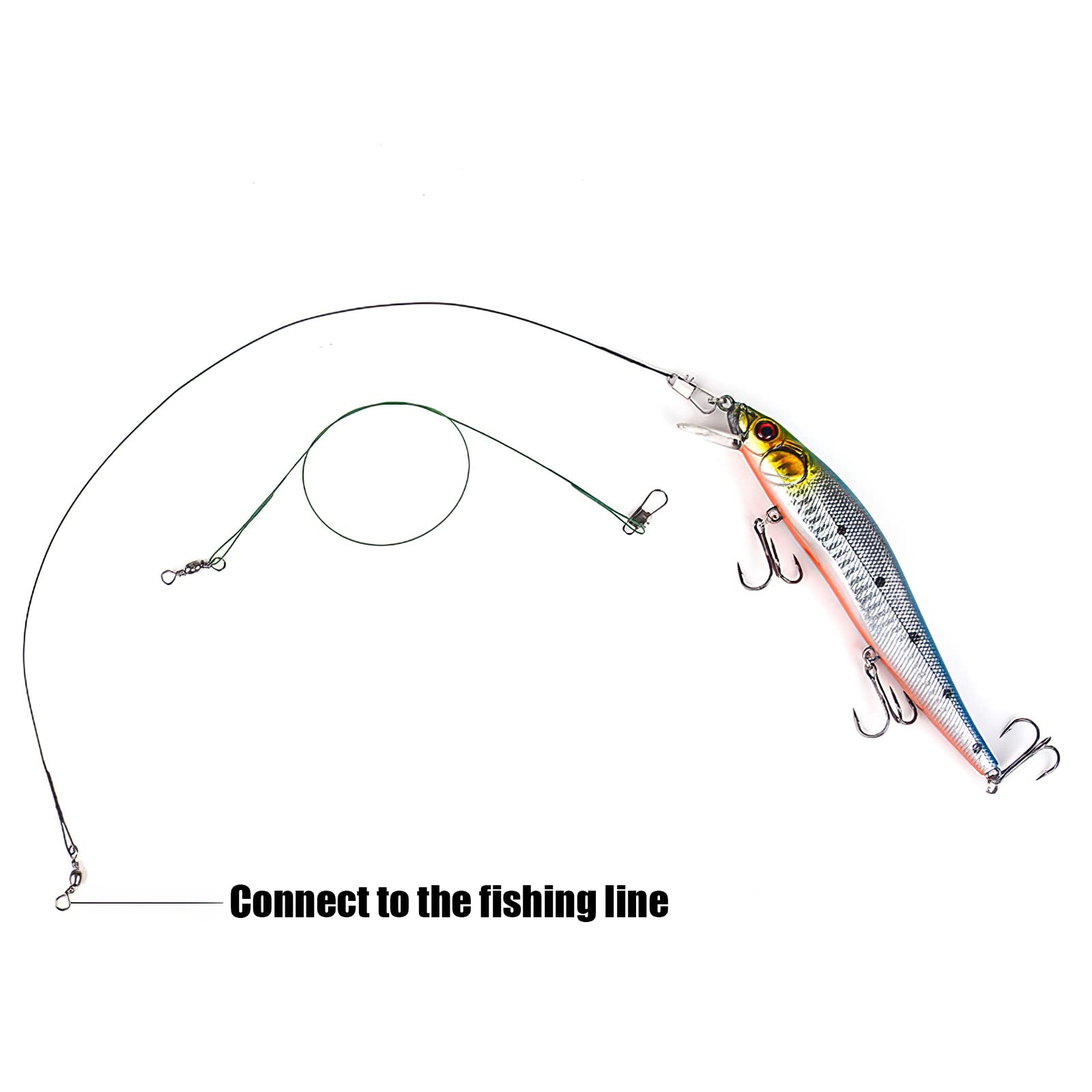 50pcs Nylon-Coated Stainless Steel Fishing Wire Leaders with Swivels & Snaps - Strong Trace Lure Leaders for Saltwater & Freshwater Fishing - Ideal for Bass, Trout, and Walleye Angling