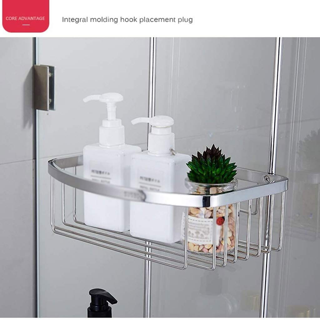 Stainless Steel Wall Mounted Bathroom Shower Rack - Double Hanging Basket for Glass Door, Multifunctional Storage Organizer for Shampoo, Soap & Towels - Perfect for Small Bathrooms & Showers