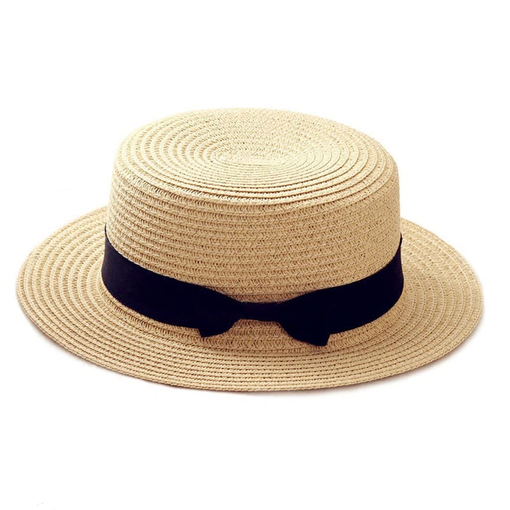 Stylish CFSNCM Summer Parent-Child Beach Hat Set – Women's Casual Panama Hat with Flat Brim & Bowknot, Girls' Sun Hat – 55-58cm (Color A) – Perfect for Beach Vacations, Pool Parties & Outdoor Family Adventures