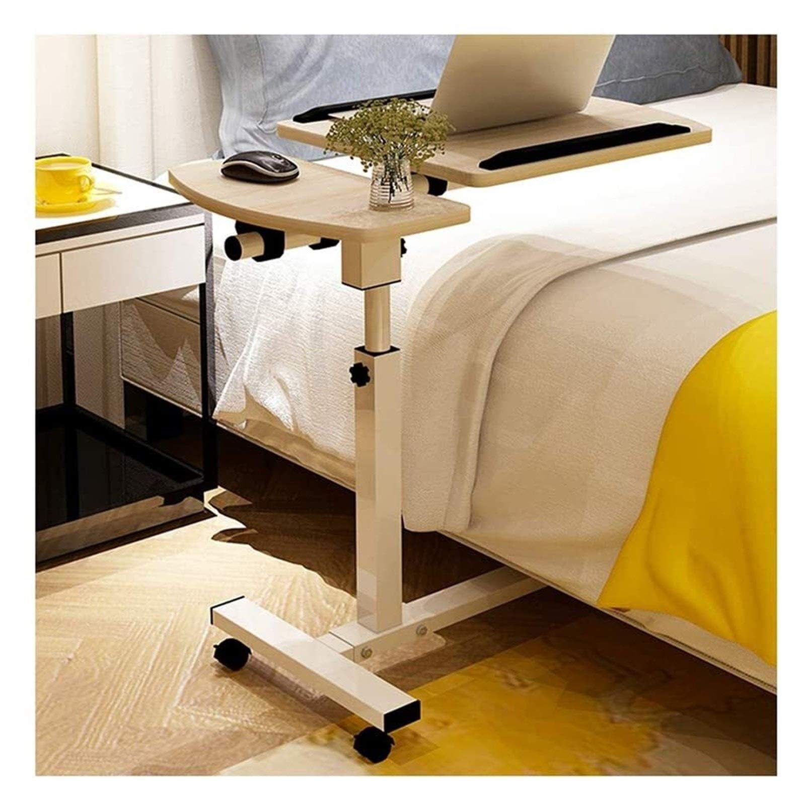 Adjustable Portable Laptop Tray Table with Wheels - Tilting Surface for Left & Right Handed Users - Foldable Mobile Desk for Bed, Sofa, Office & Dining - Ideal for Working, Eating, Studying & Coffee Breaks