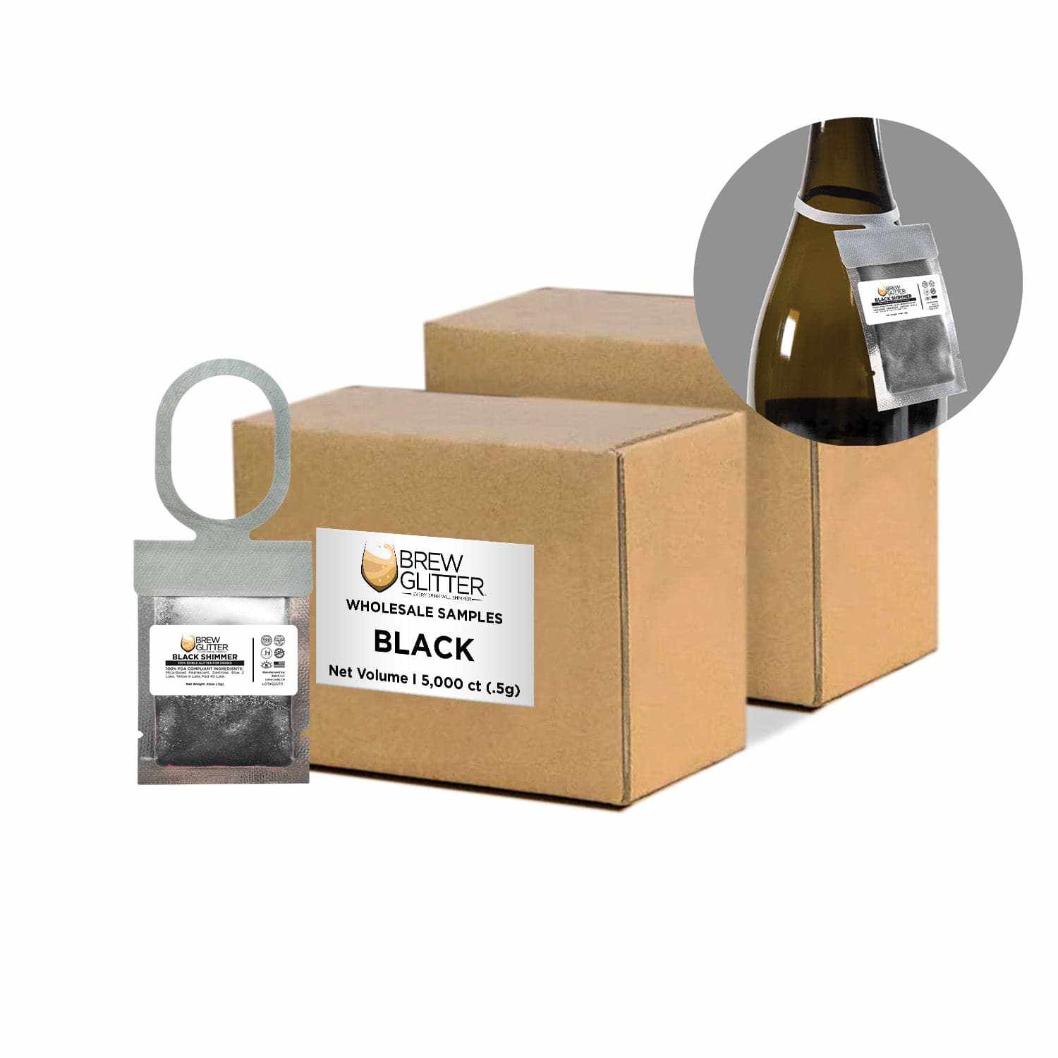 Black Brew Glitter® Necker - Bulk Wholesale Scarf for Women & Men | Perfect for Parties, Festivals, and Fashion Accessories