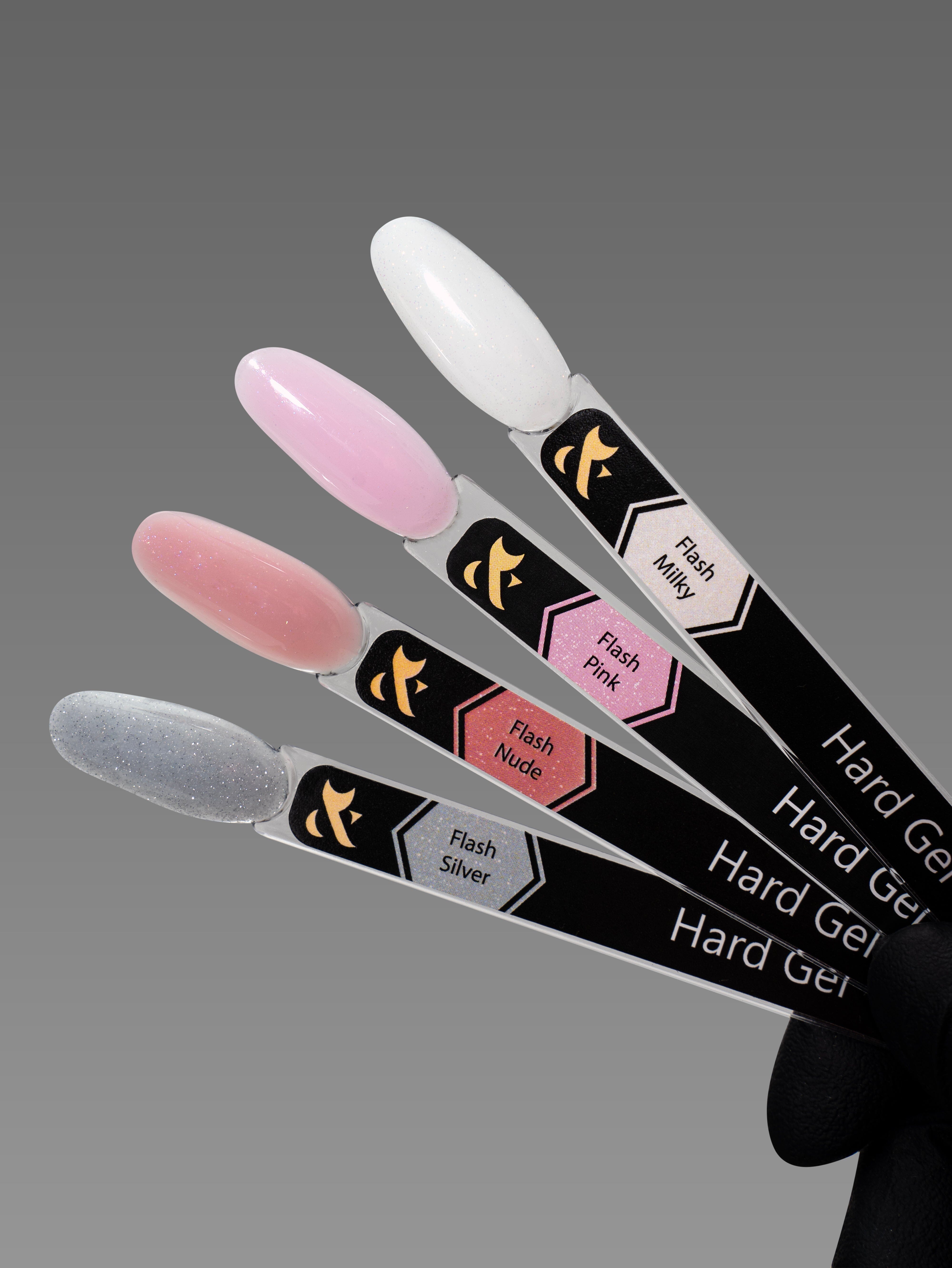 F.O.X Hard Gel Flash Nail Tips - Set of 4 for Professional Salon & DIY Manicure at Home | Long-Lasting Artificial Nails for Special Occasions & Everyday Wear