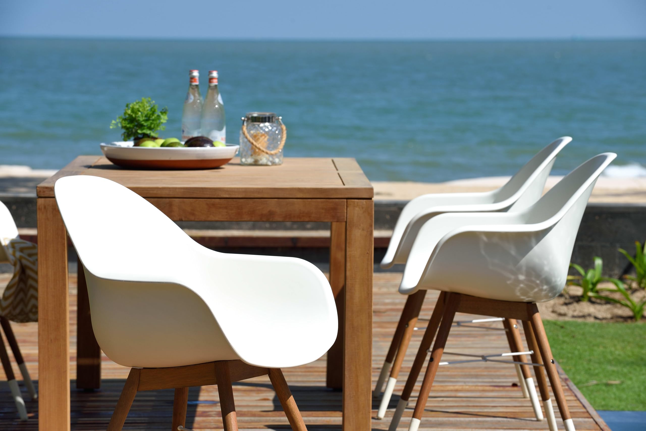 Brampton Monaco 9-Piece Rectangular Teak Patio Dining Set - Durable Outdoor Furniture for Garden, Poolside & Backyard - Weather-Resistant Modern Brown Dining Table with Chairs - Perfect for Entertaining & Al Fresco Dining