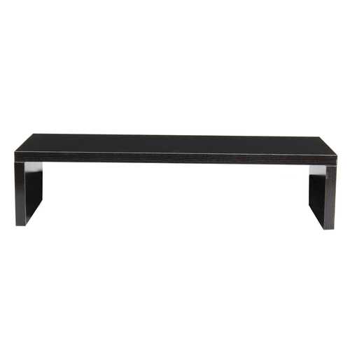 Black & White Wooden Monitor Stand - Adjustable Computer Monitor Riser with Cable Management, Ergonomic Wood Shelf for Home & Office Workspace - Perfect for Dual Monitors, Laptops and Desktop Setup