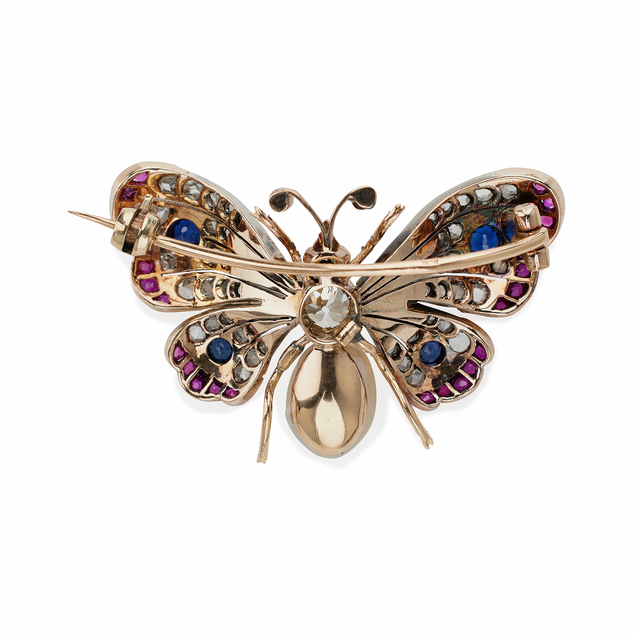 Vintage Butterfly Brooch with Diamond, Pearl & Gemstone Accents - Elegant Jewelry for Weddings, Parties & Special Occasions