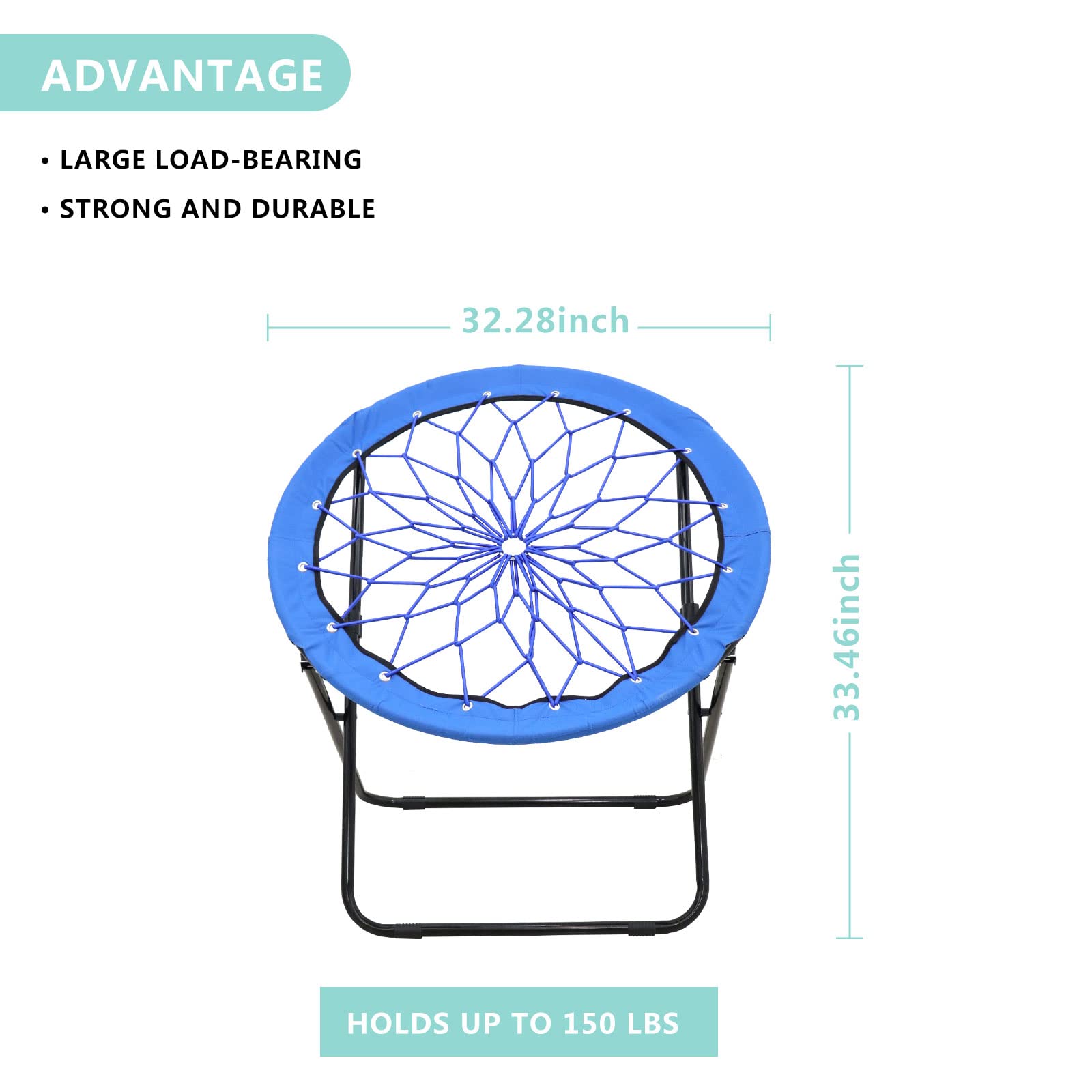 Ultimate Comfort Bungee Chair - Foldable Bouncy Web Chair for Indoor/Outdoor Relaxation - Versatile Spider Trampoline Chair for Bedroom, Patio, Camping & Dorm Room - Fun Circle Design for Kids & Adults