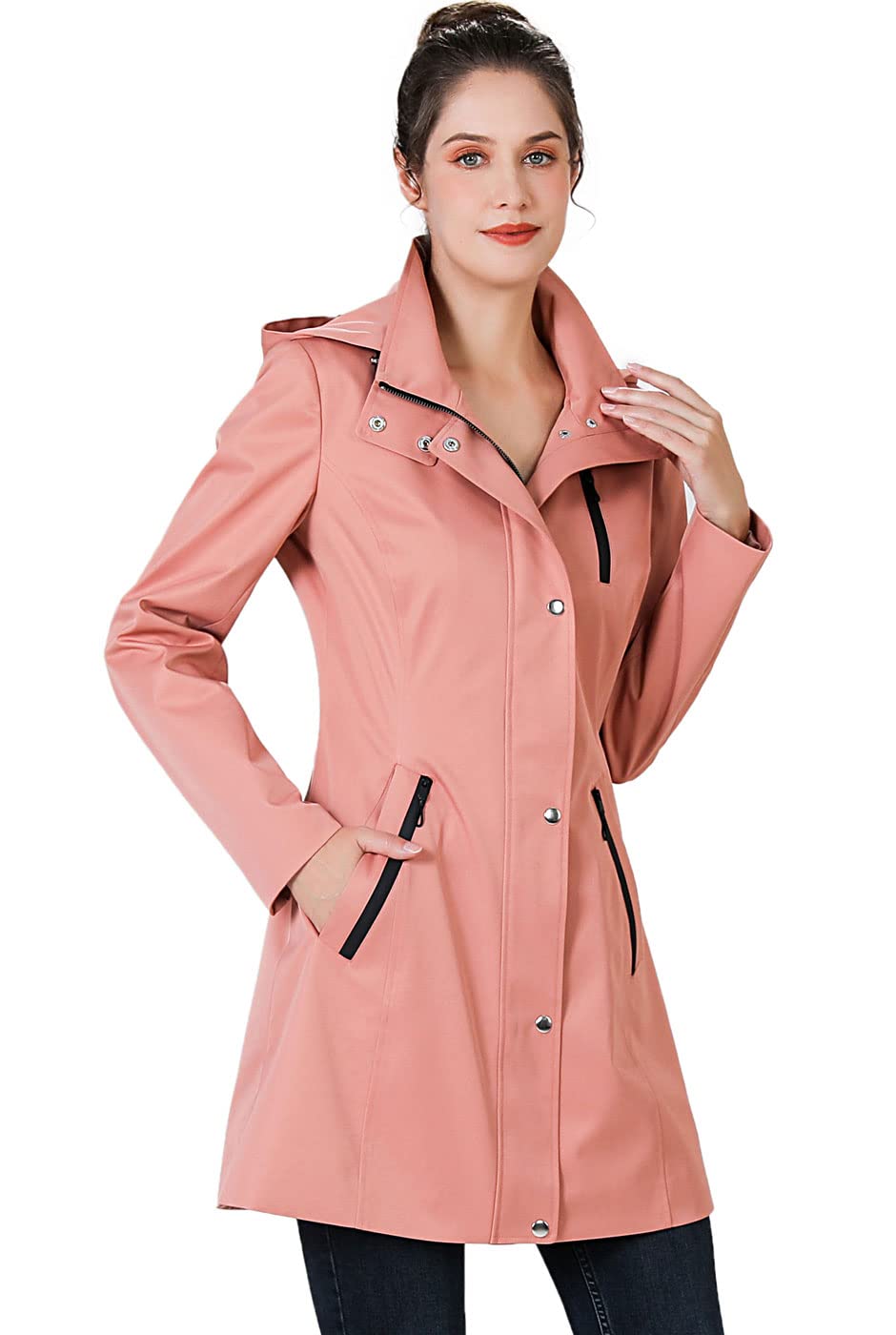 BGSD Women's Waterproof Hooded Anorak Rain Jacket - Lightweight Windproof Outdoor Jacket for Hiking, Camping & Daily Wear (Regular & Plus Sizes Available)