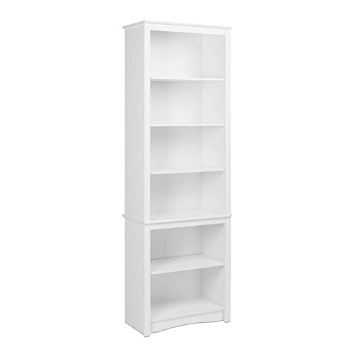 Prepac 80-Inch Tall White Bookcase - Modern Bookshelf for Home Office, Living Room & Library Storage - Sturdy & Spacious Organizer for Books, Decor & More