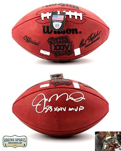 Joe Montana Autographed San Francisco 49ers NFL Football - Super Bowl XXIV MVP Signed Collectible - Perfect for Sports Memorabilia Displays & 49ers Fan Gifts
